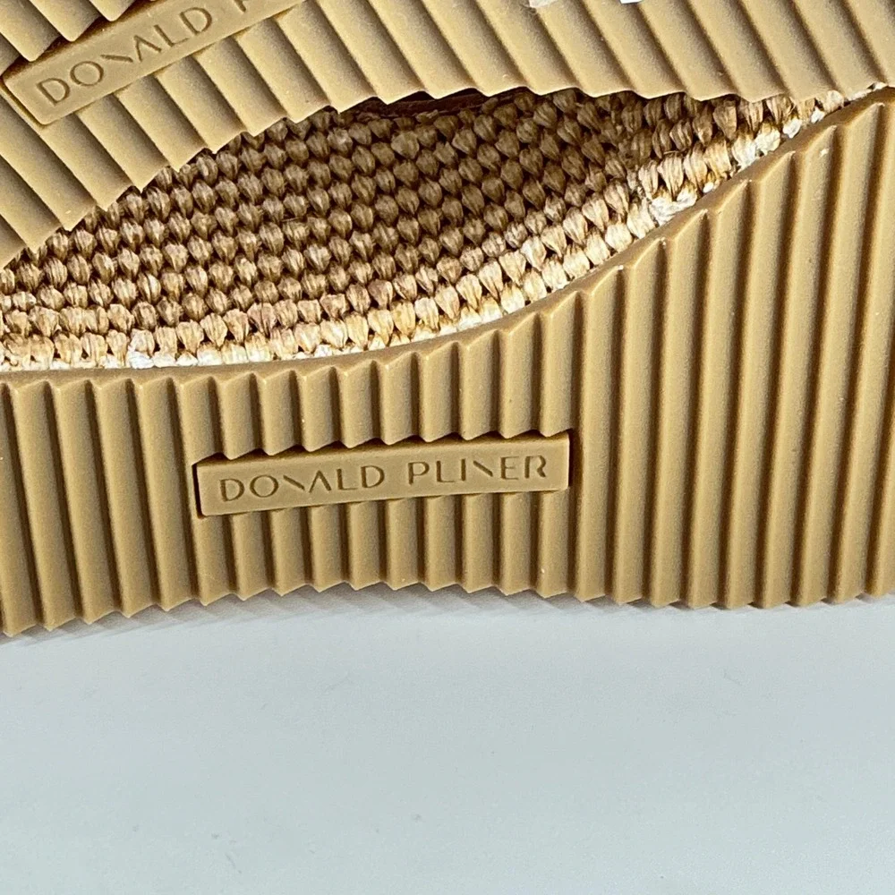Donald Pliner Size 8.5 Tan Suede‎ Strappy Raffia Wedge Sandals NEW Ithaca $228